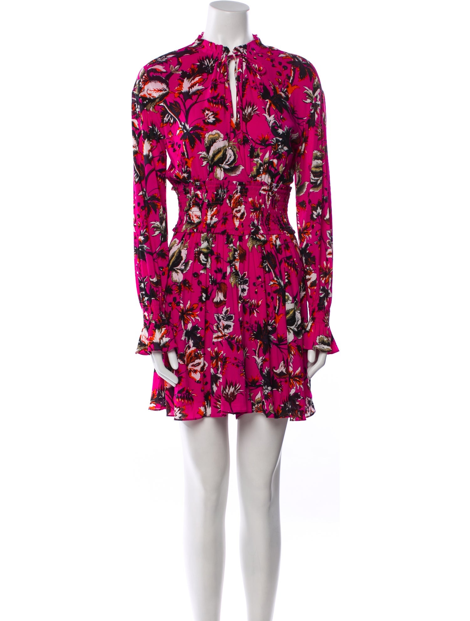 Diane von Furstenberg Floral Print Tie Neck Romper