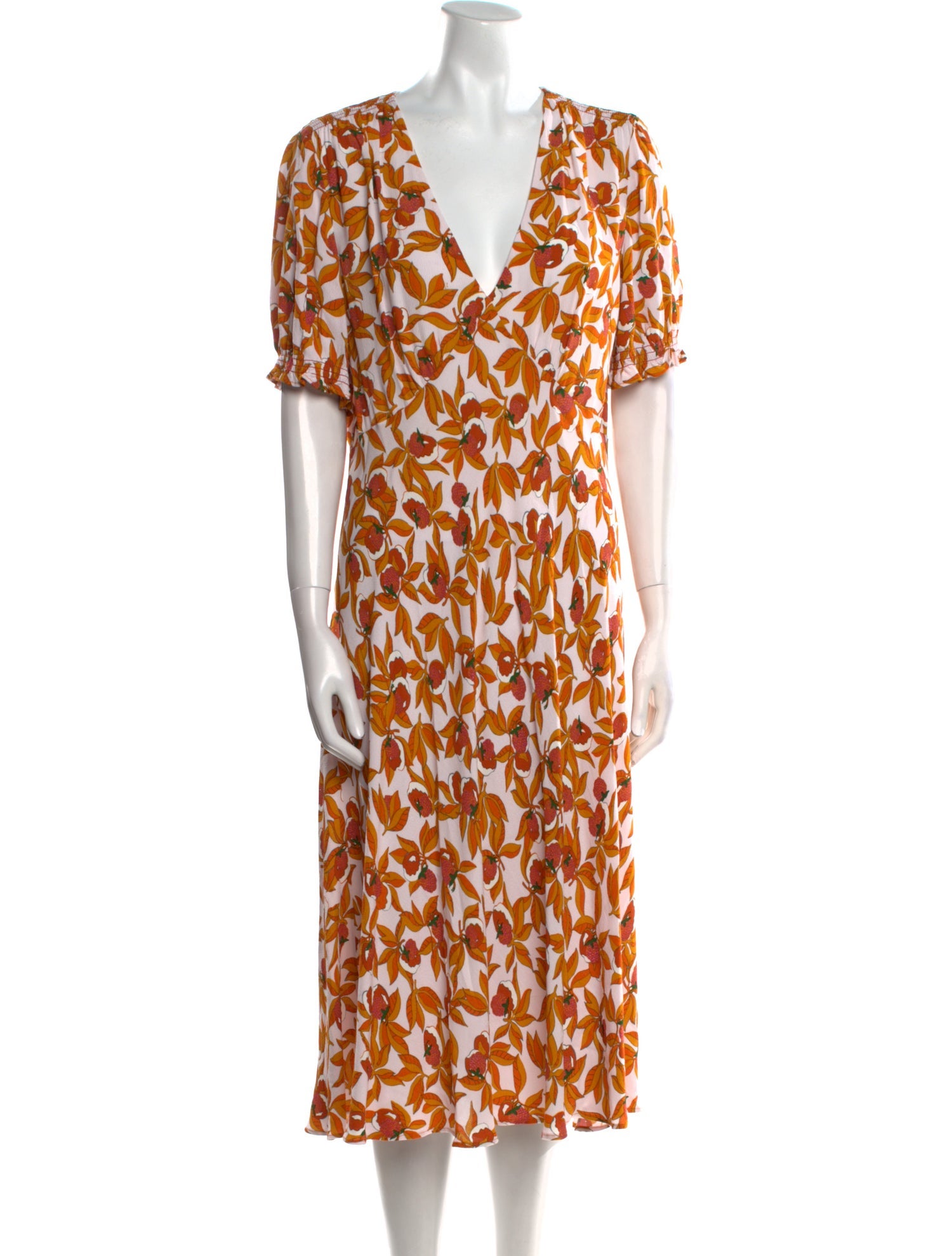 Diane von Furstenberg Floral Print Midi Length Dress
