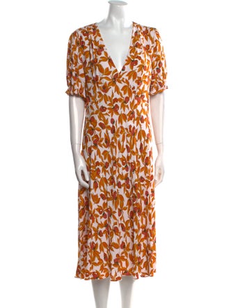Diane von Furstenberg Floral Print Midi Length Dress
