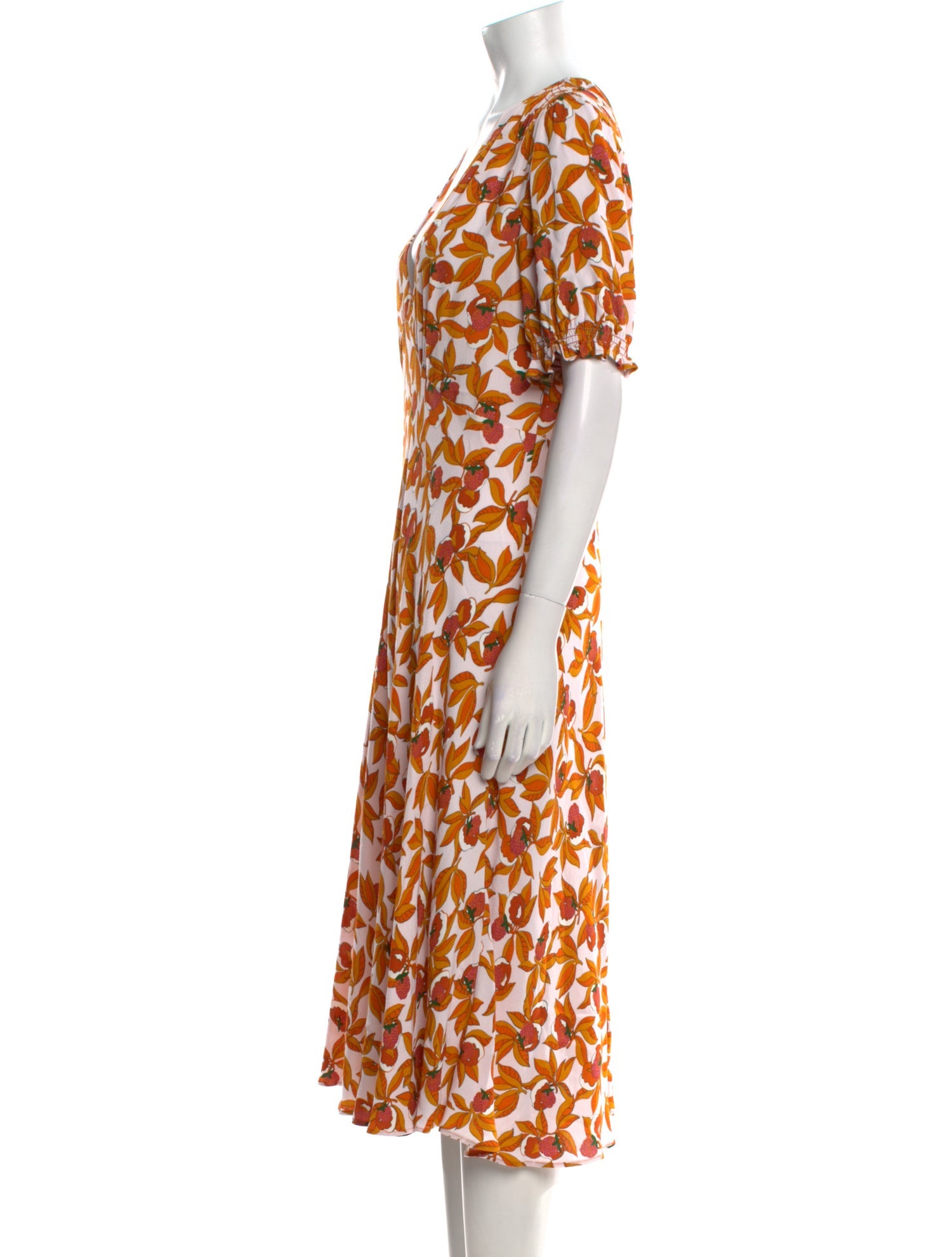 Diane von Furstenberg Floral Print Midi Length Dress