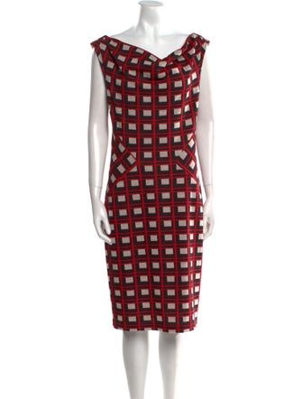 Diane von Furstenberg Plaid Print Midi Length Dress