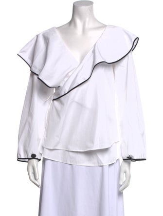 Diane von Furstenberg V-Neck Long Sleeve Blouse