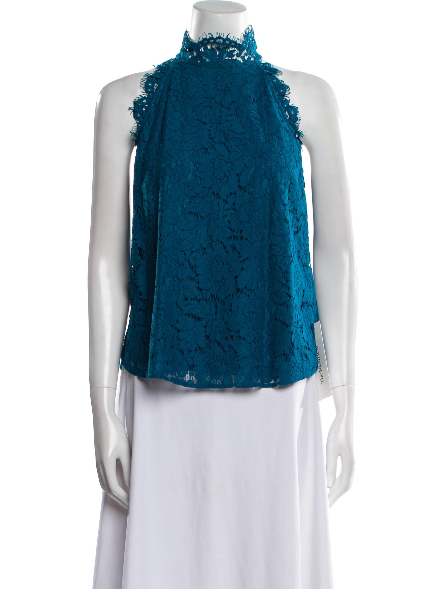 Diane von Furstenberg Lace Pattern Mock Neck Blouse