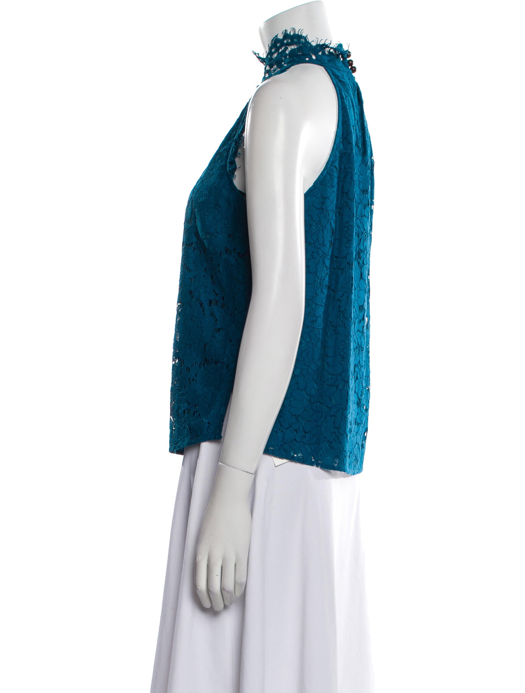 Diane von Furstenberg Lace Pattern Mock Neck Blouse