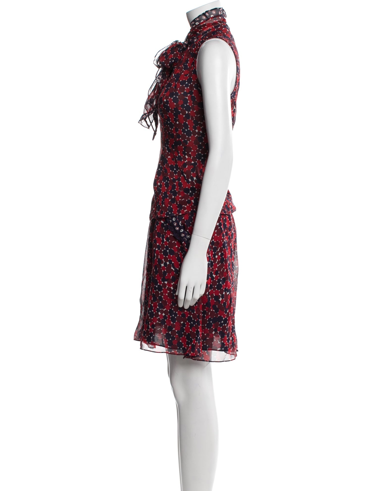 Diane von Furstenberg Silk Polka Dot Print Skirt Set
