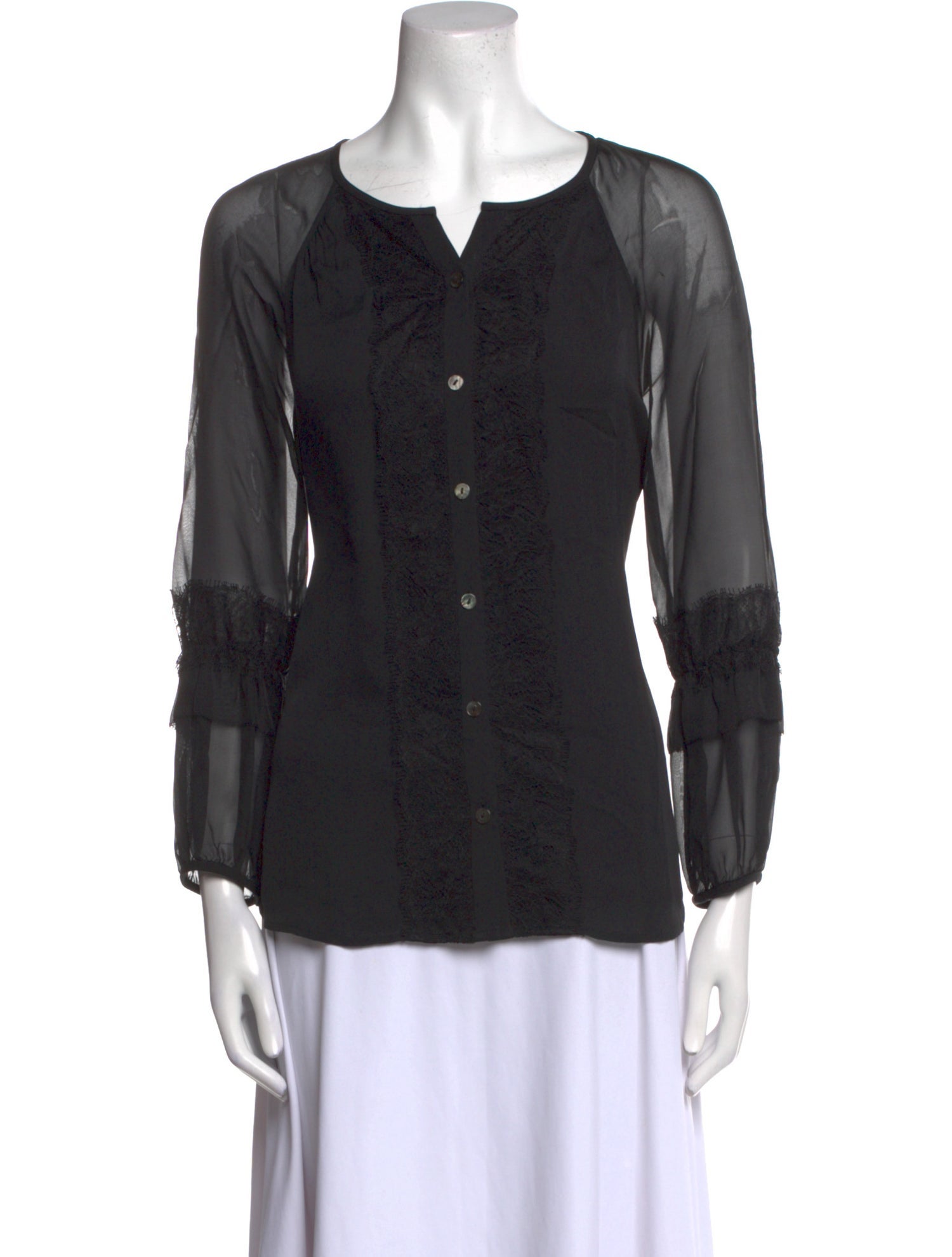 Diane von Furstenberg Silk V-Neck Button-Up Top