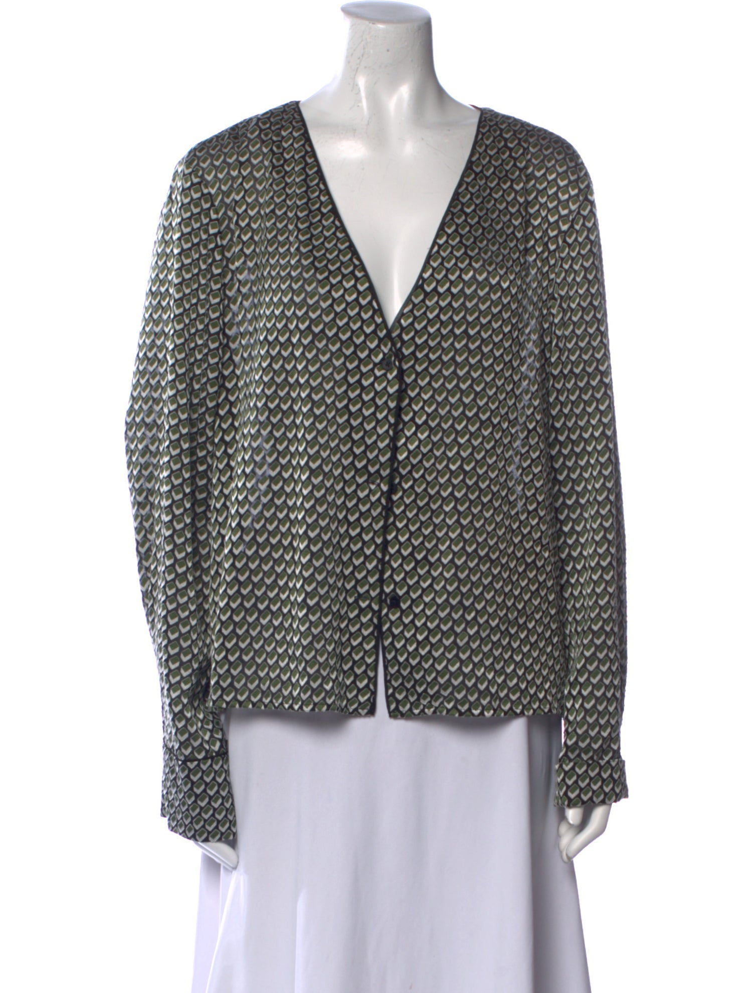 Diane von Furstenberg Printed V-Neck Blouse