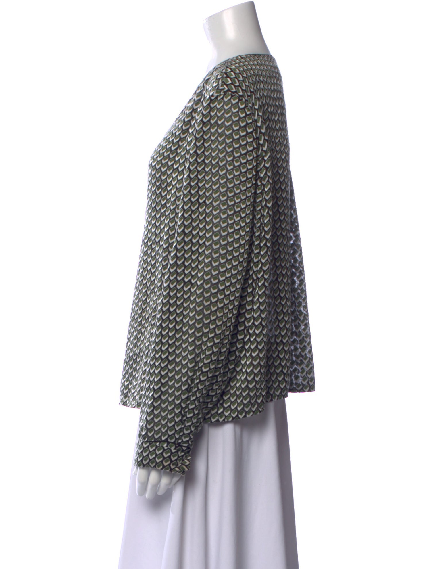 Diane von Furstenberg Printed V-Neck Blouse