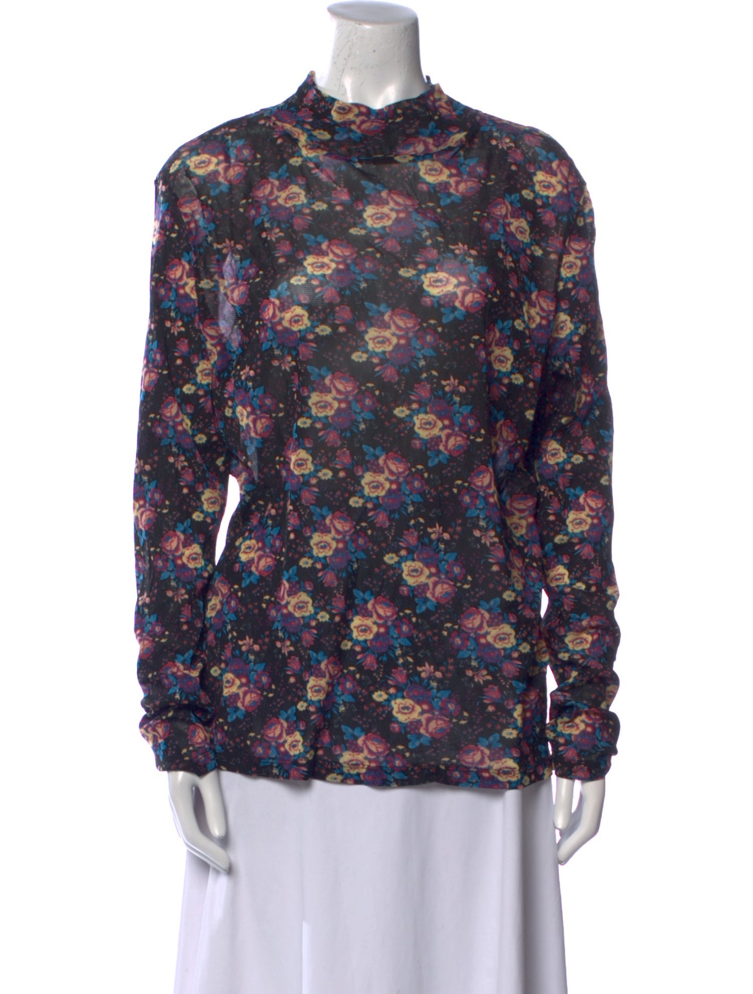 Diane von Furstenberg Floral Print Mock Neck Blouse