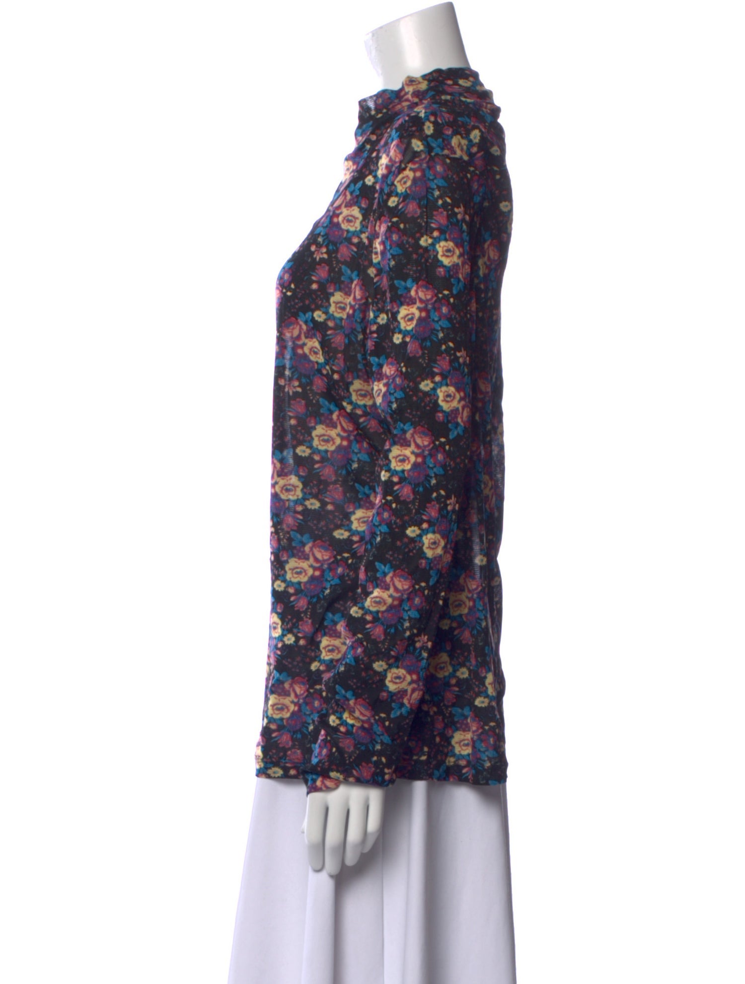 Diane von Furstenberg Floral Print Mock Neck Blouse