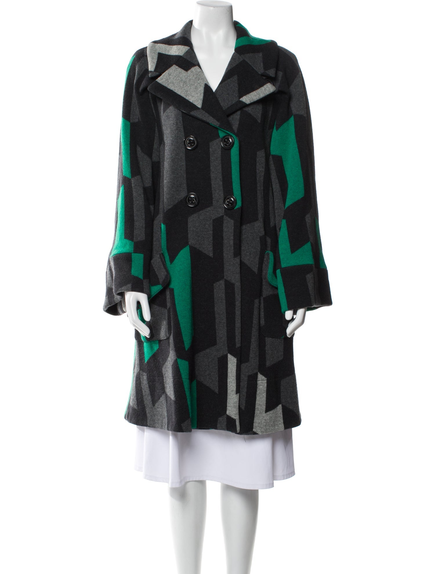 Diane von Furstenberg Wool Printed Trench Coat