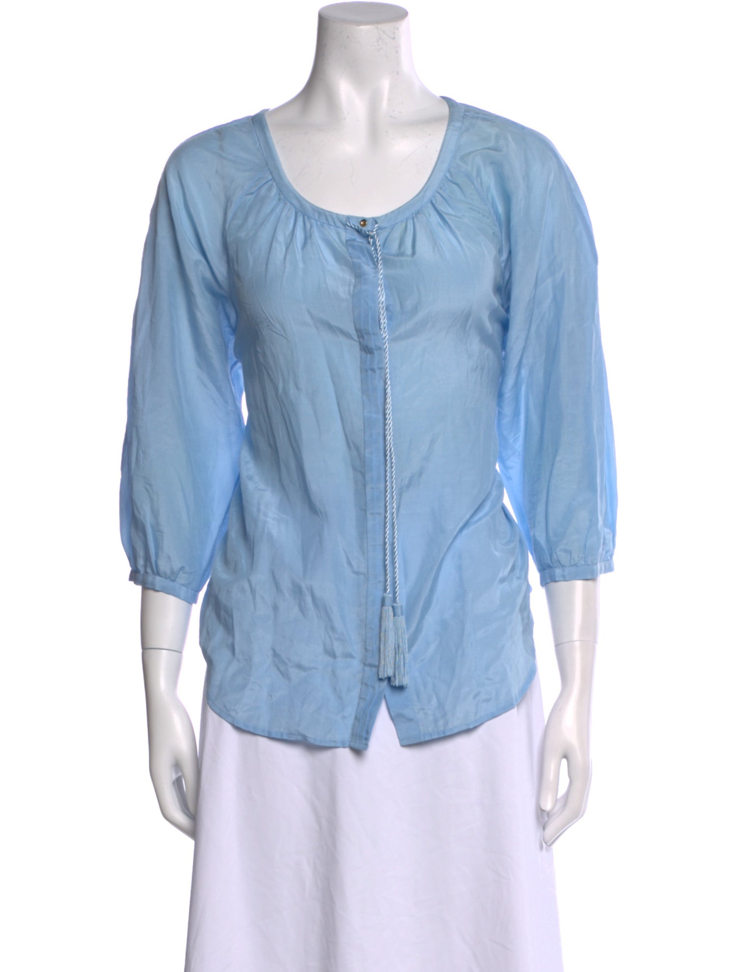 Diane von Furstenberg Scoop Neck Three-Quarter Sleeve Blouse