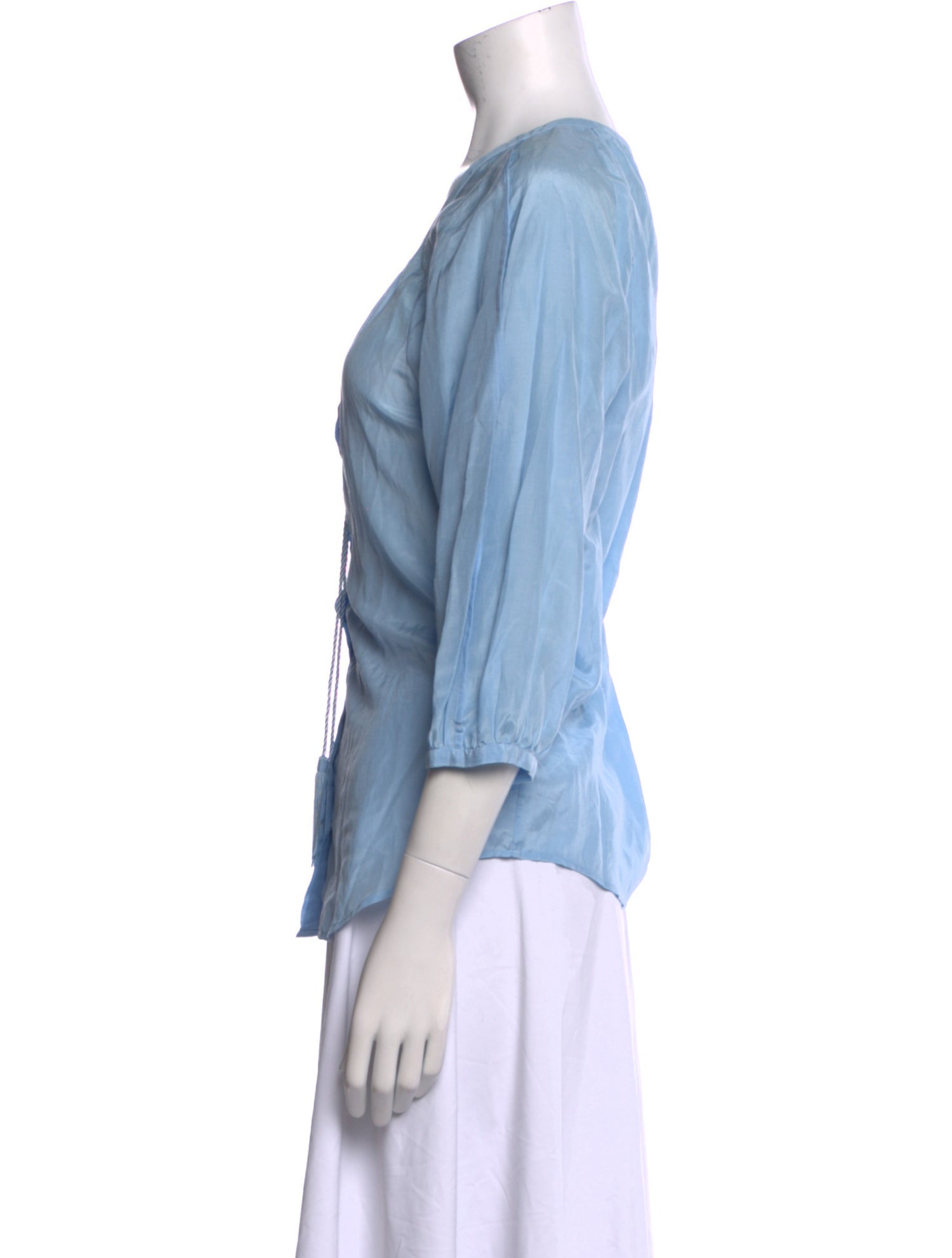 Diane von Furstenberg Scoop Neck Three-Quarter Sleeve Blouse