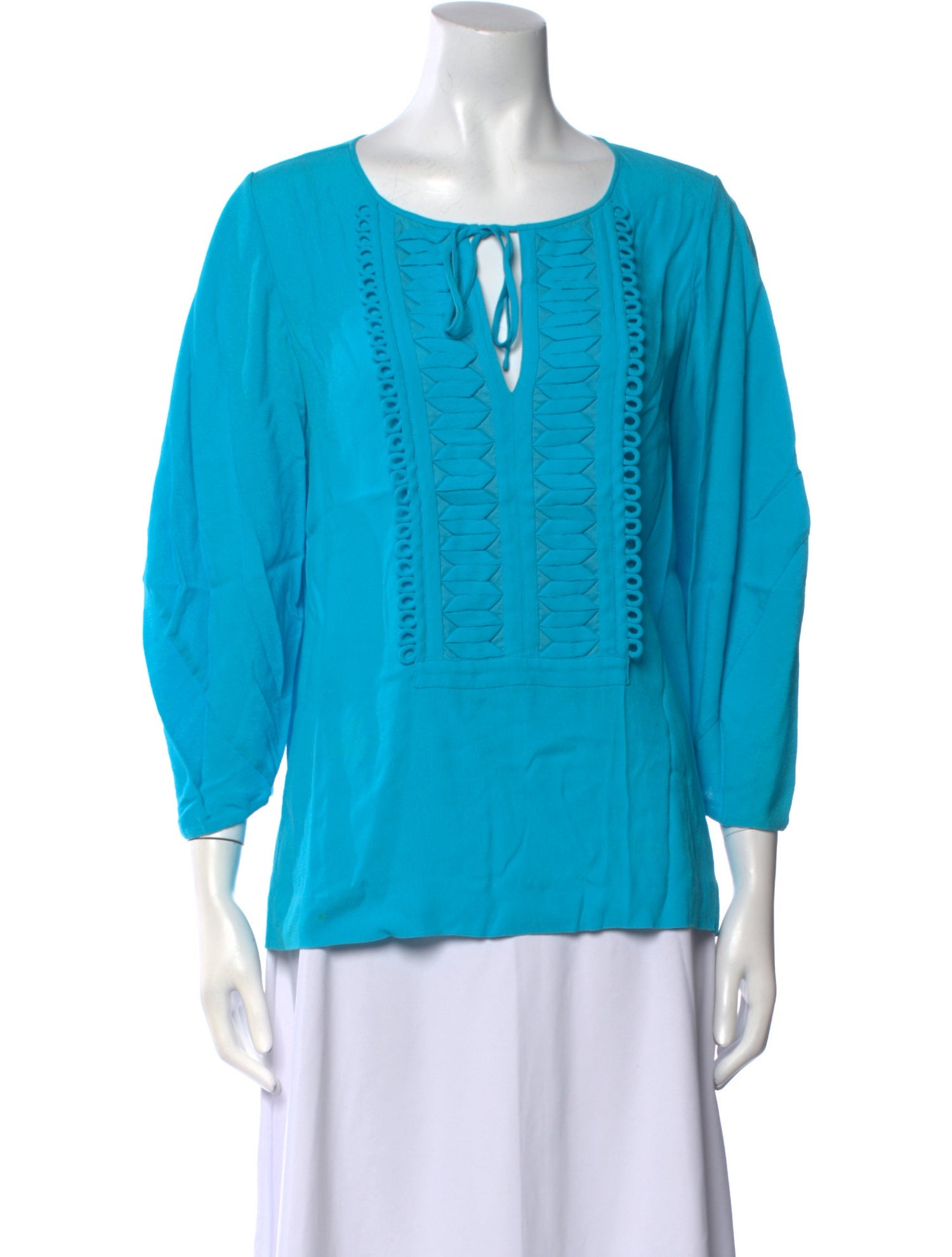 Diane von Furstenberg Tie Neck Three-Quarter Sleeve Blouse