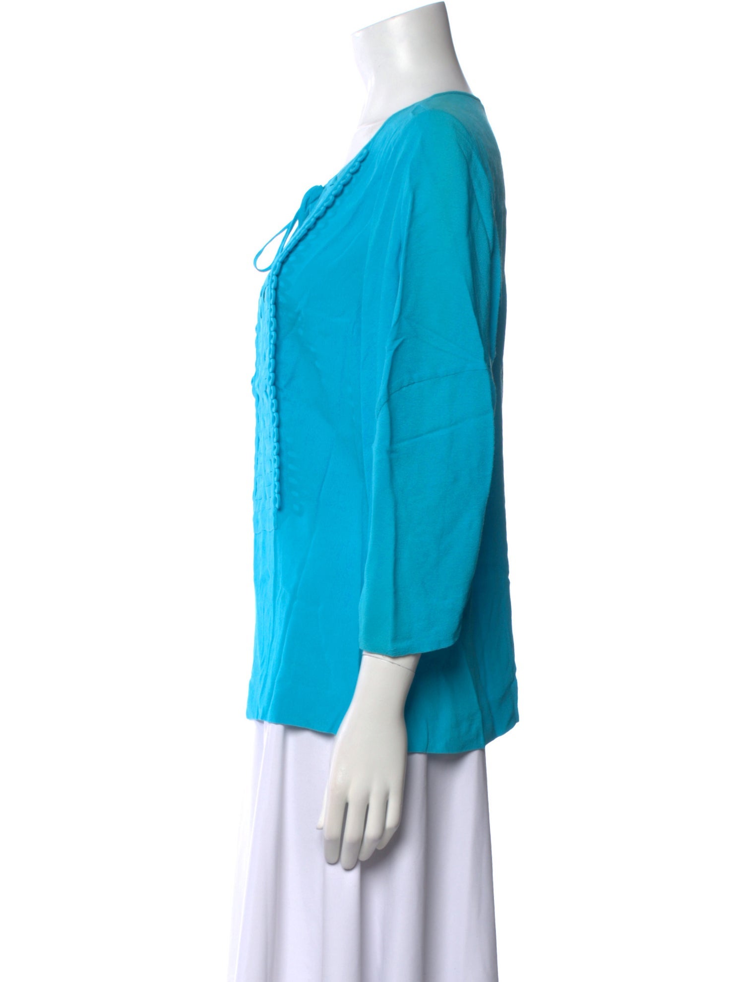 Diane von Furstenberg Tie Neck Three-Quarter Sleeve Blouse