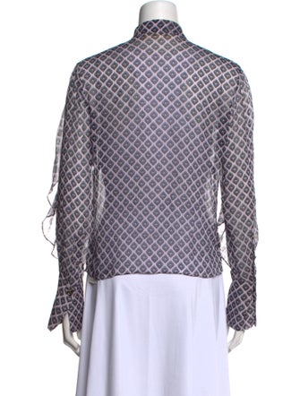 Diane von Furstenberg Plaid Print Mock Neck Button-Up Top