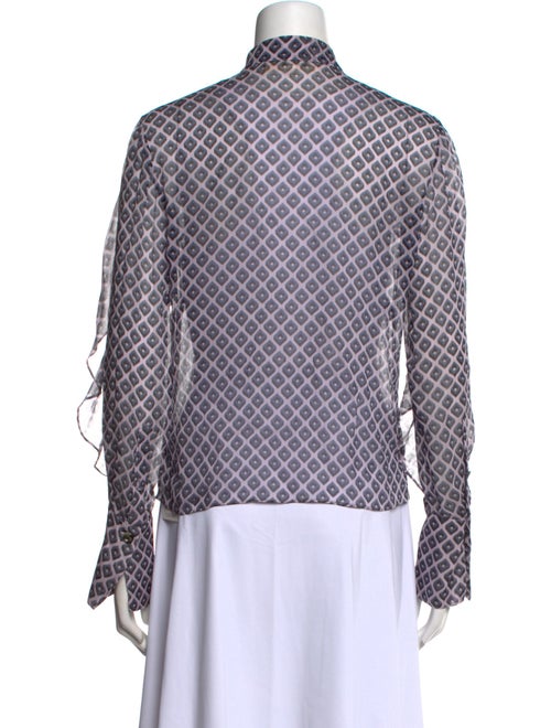 Diane von Furstenberg Plaid Print Mock Neck Button-Up Top