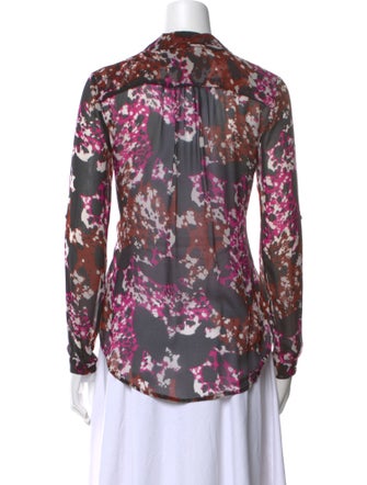 Diane von Furstenberg Silk Floral Print Button-Up Top