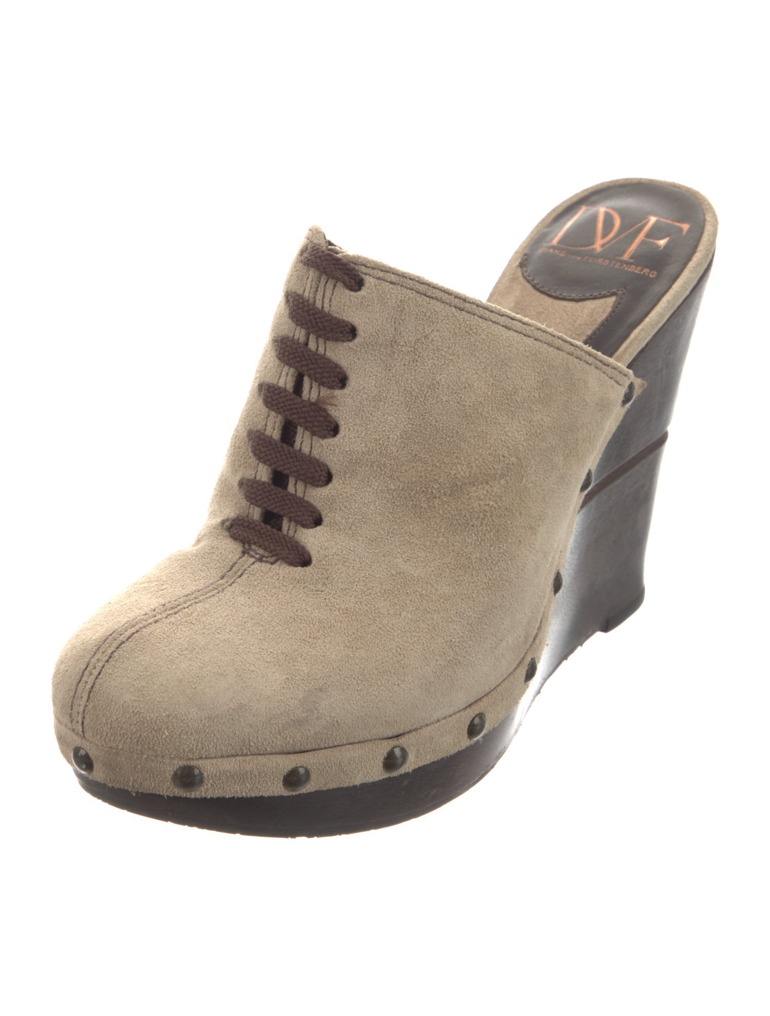 Diane von Furstenberg Suede Studded Accents Mules