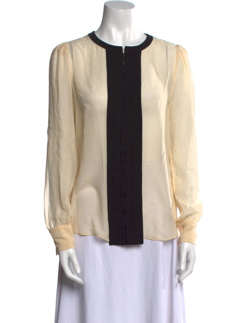 Diane von Furstenberg Silk Colorblock Pattern Button-Up Top