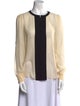Diane von Furstenberg Silk Colorblock Pattern Button-Up Top
