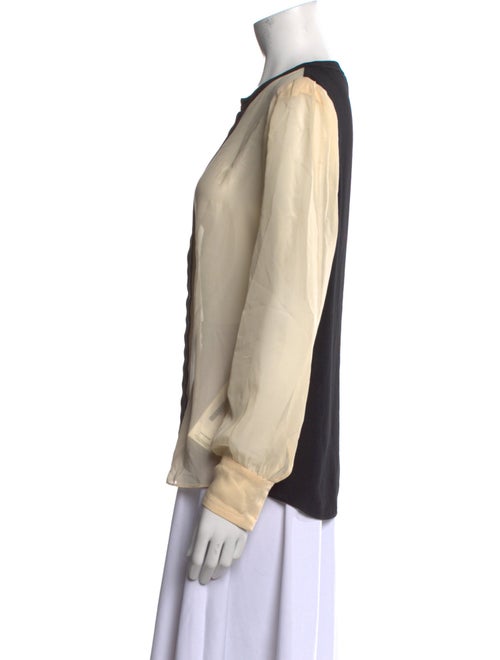 Diane von Furstenberg Silk Colorblock Pattern Button-Up Top