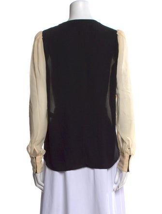 Diane von Furstenberg Silk Colorblock Pattern Button-Up Top