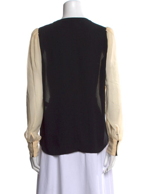 Diane von Furstenberg Silk Colorblock Pattern Button-Up Top