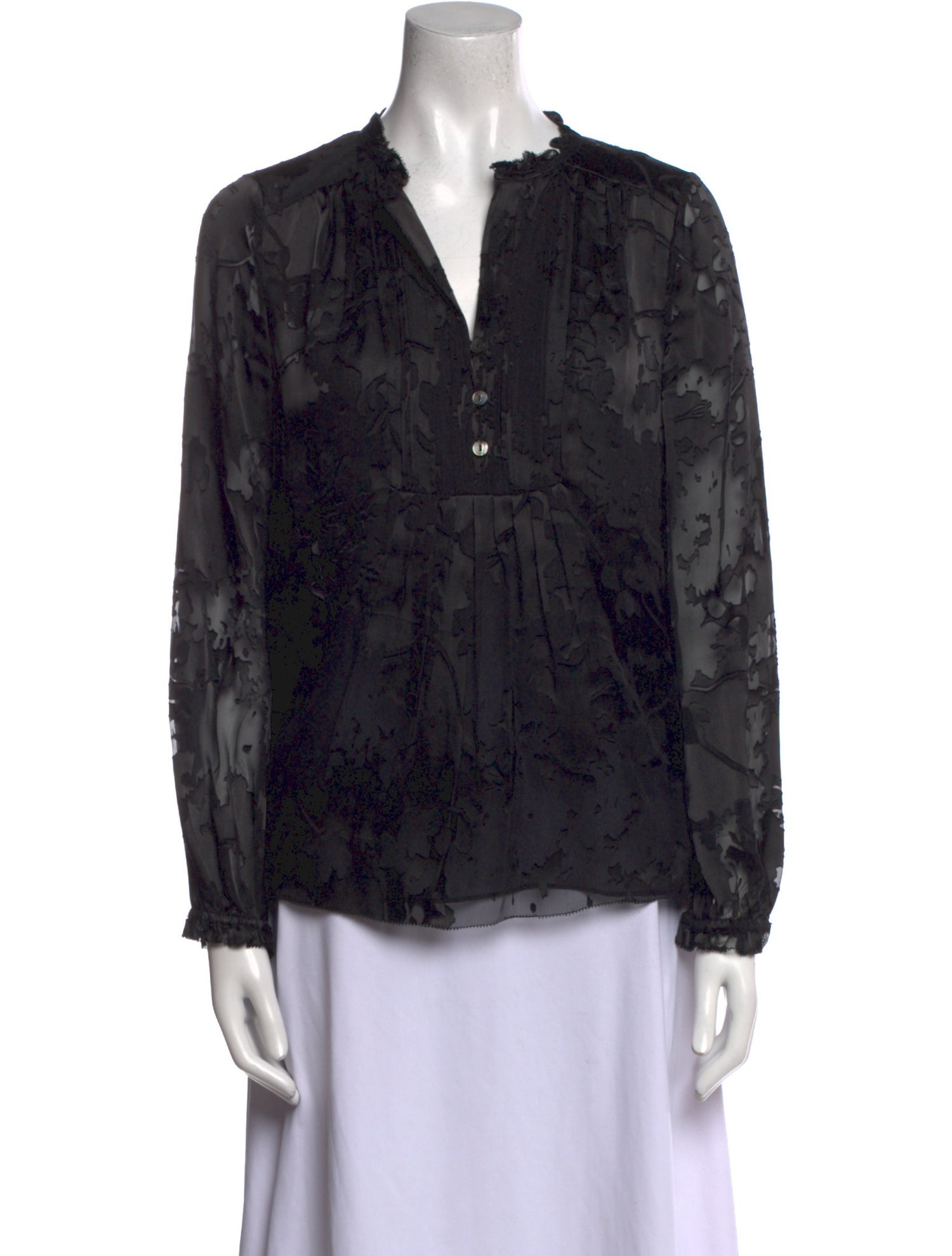 Diane von Furstenberg V-Neck Long Sleeve Blouse