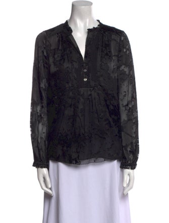 Diane von Furstenberg V-Neck Long Sleeve Blouse
