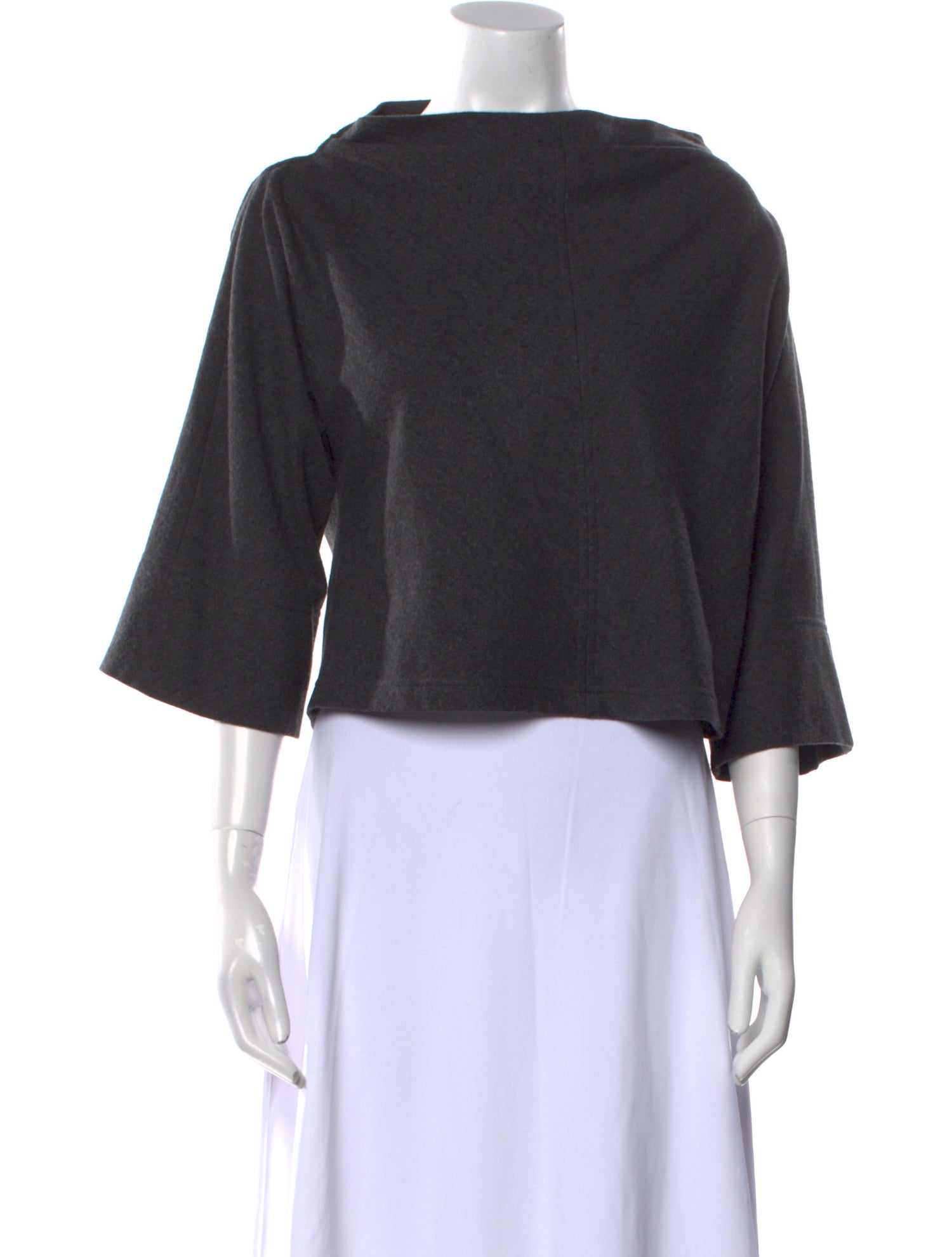 Diane von Furstenberg Wool Bateau Neckline Crop Top