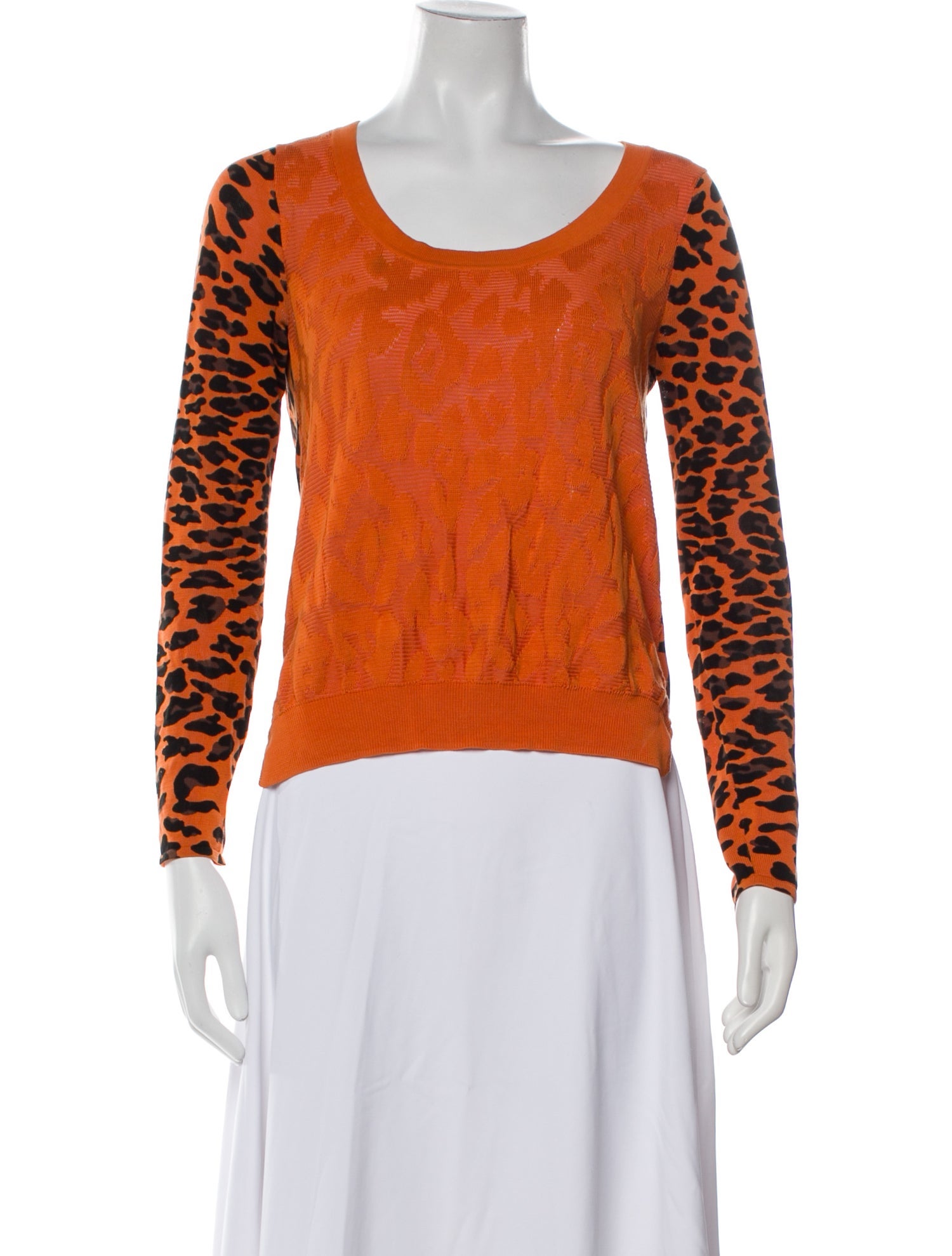 Diane von Furstenberg Animal Print Scoop Neck Sweater