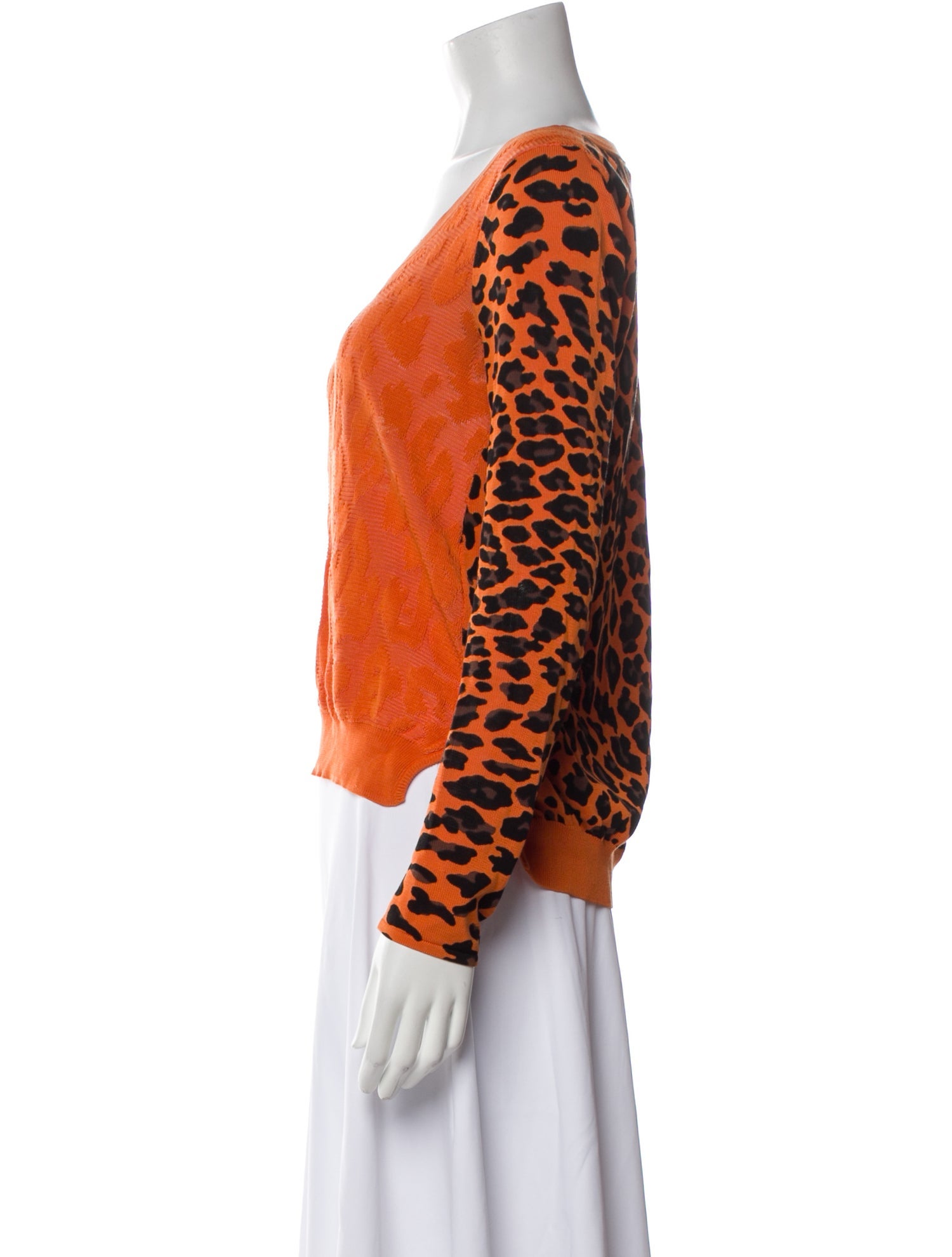 Diane von Furstenberg Animal Print Scoop Neck Sweater