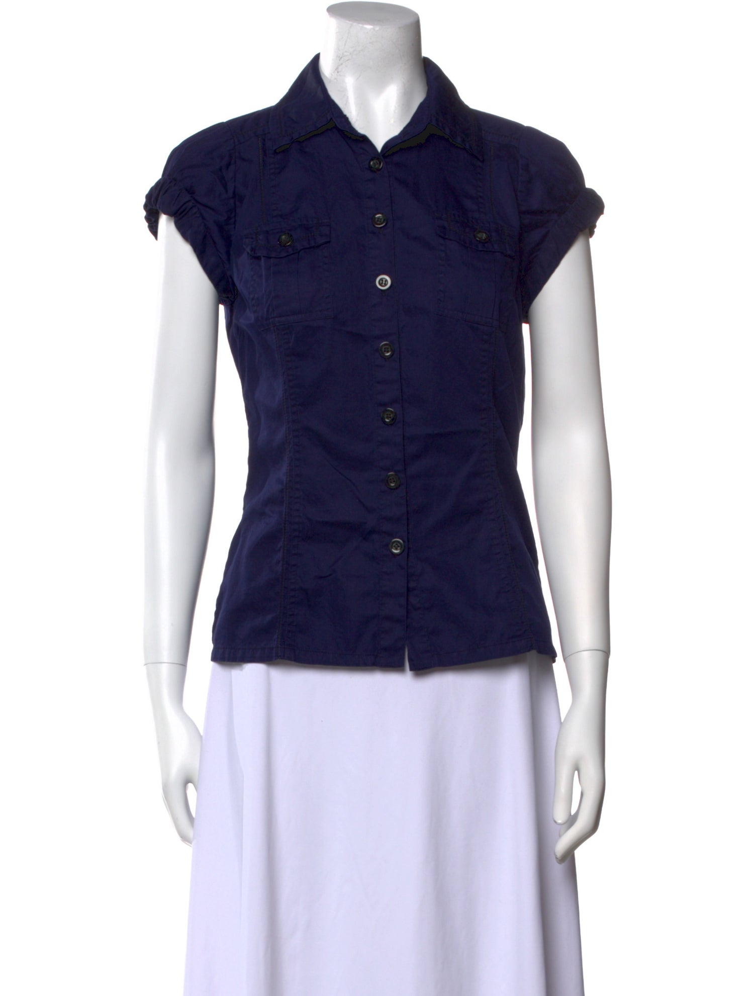 Diane von Furstenberg Short Sleeve Button-Up Top