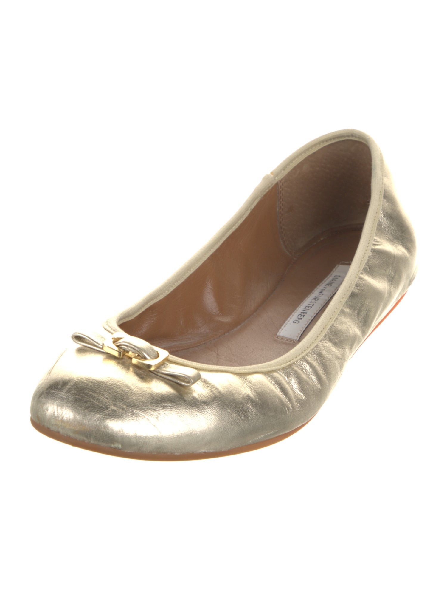 Diane von Furstenberg Leather Bow Accents Ballet Flats