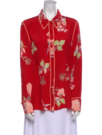 Diane von Furstenberg Silk Floral Print Button-Up Top