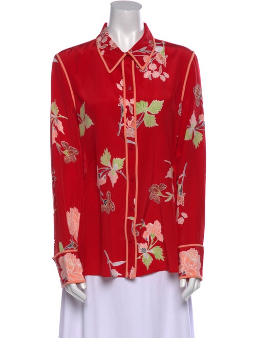 Diane von Furstenberg Silk Floral Print Button-Up Top