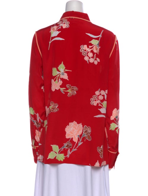 Diane von Furstenberg Silk Floral Print Button-Up Top