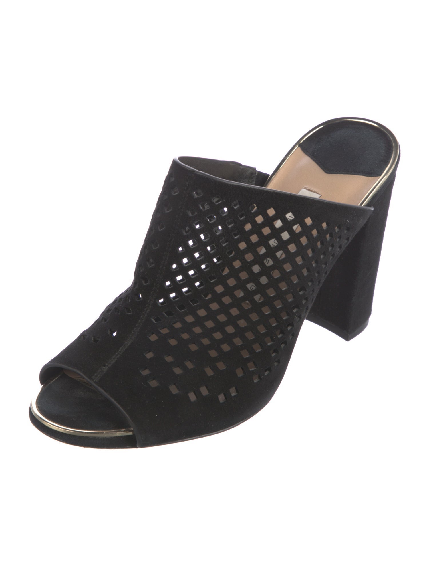 Diane von Furstenberg Suede Lasercut Accents Slides