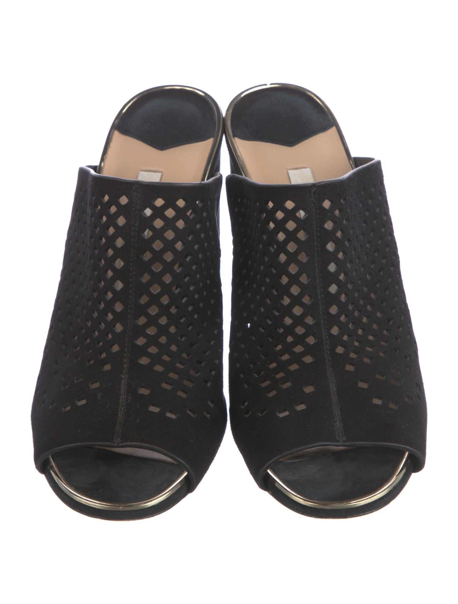 Diane von Furstenberg Suede Lasercut Accents Slides