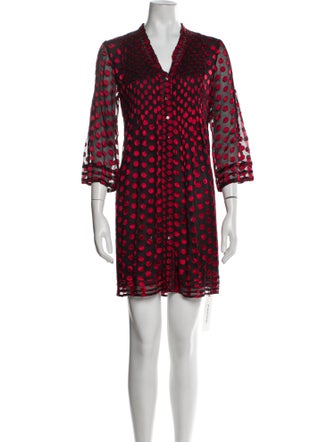 Diane von Furstenberg Polka Dot Print V-Neck Tunic