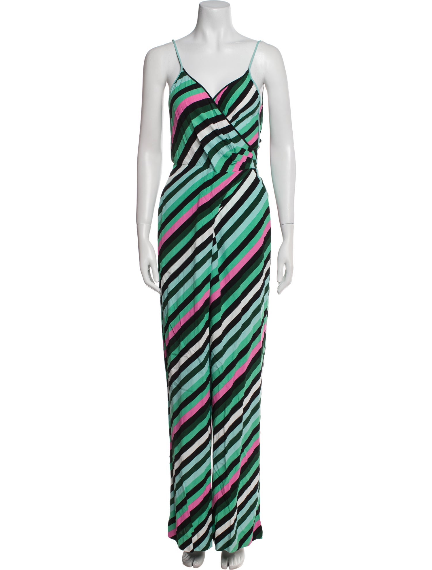 Diane von Furstenberg Striped V-Neck Jumpsuit w/ Tags