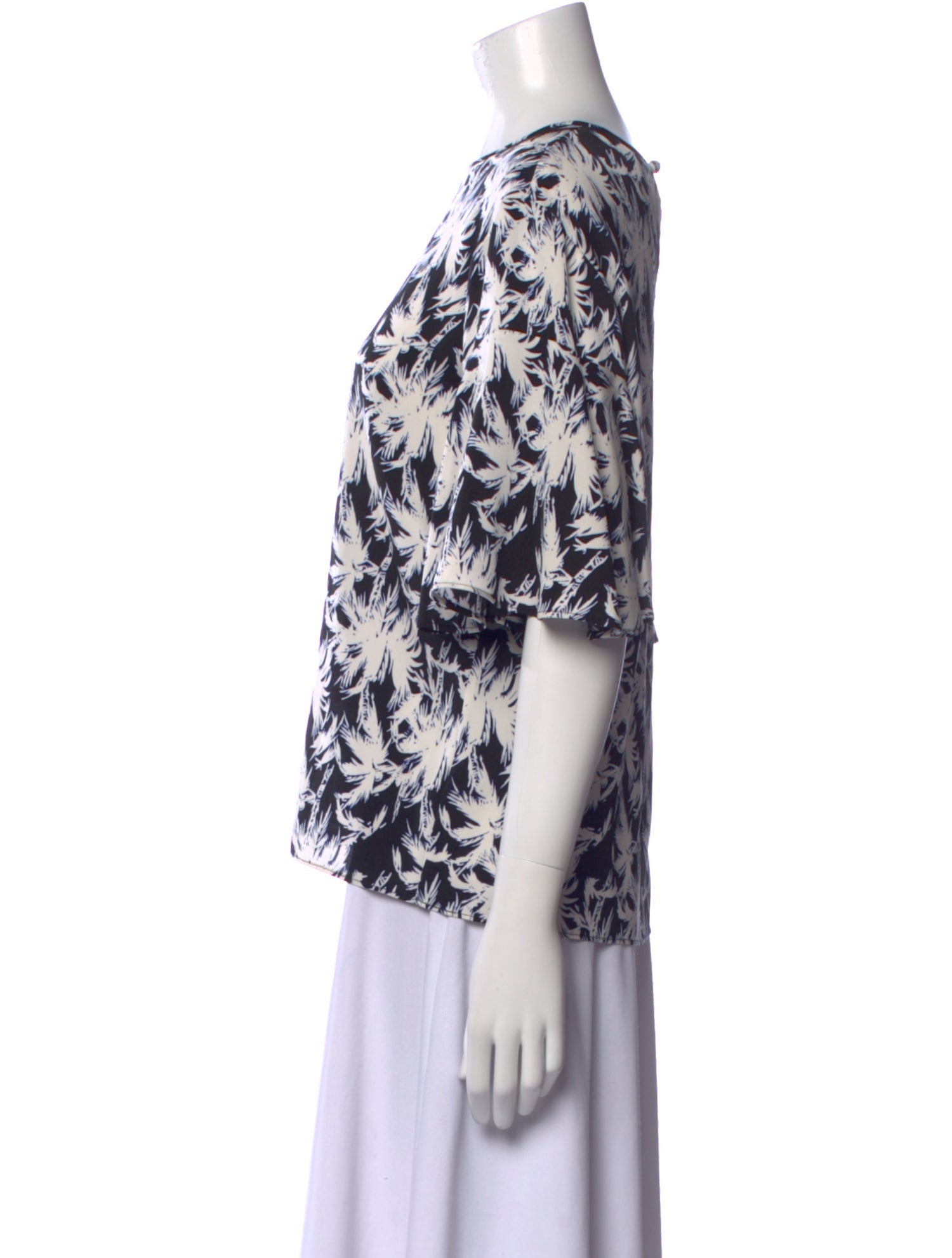 Diane von Furstenberg Printed Bateau Neckline Blouse