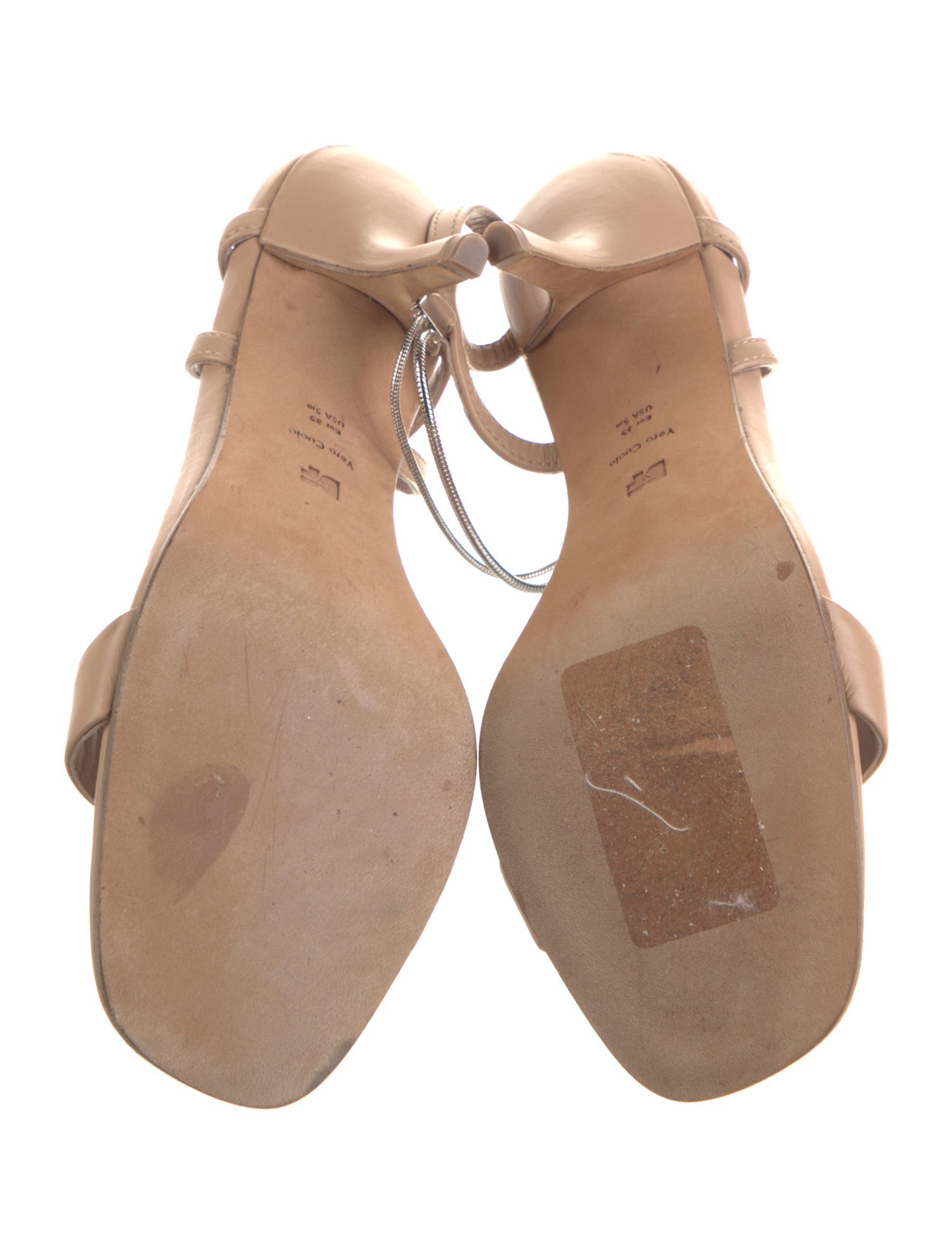 Diane von Furstenberg Leather Chain-Link Accents Sandals