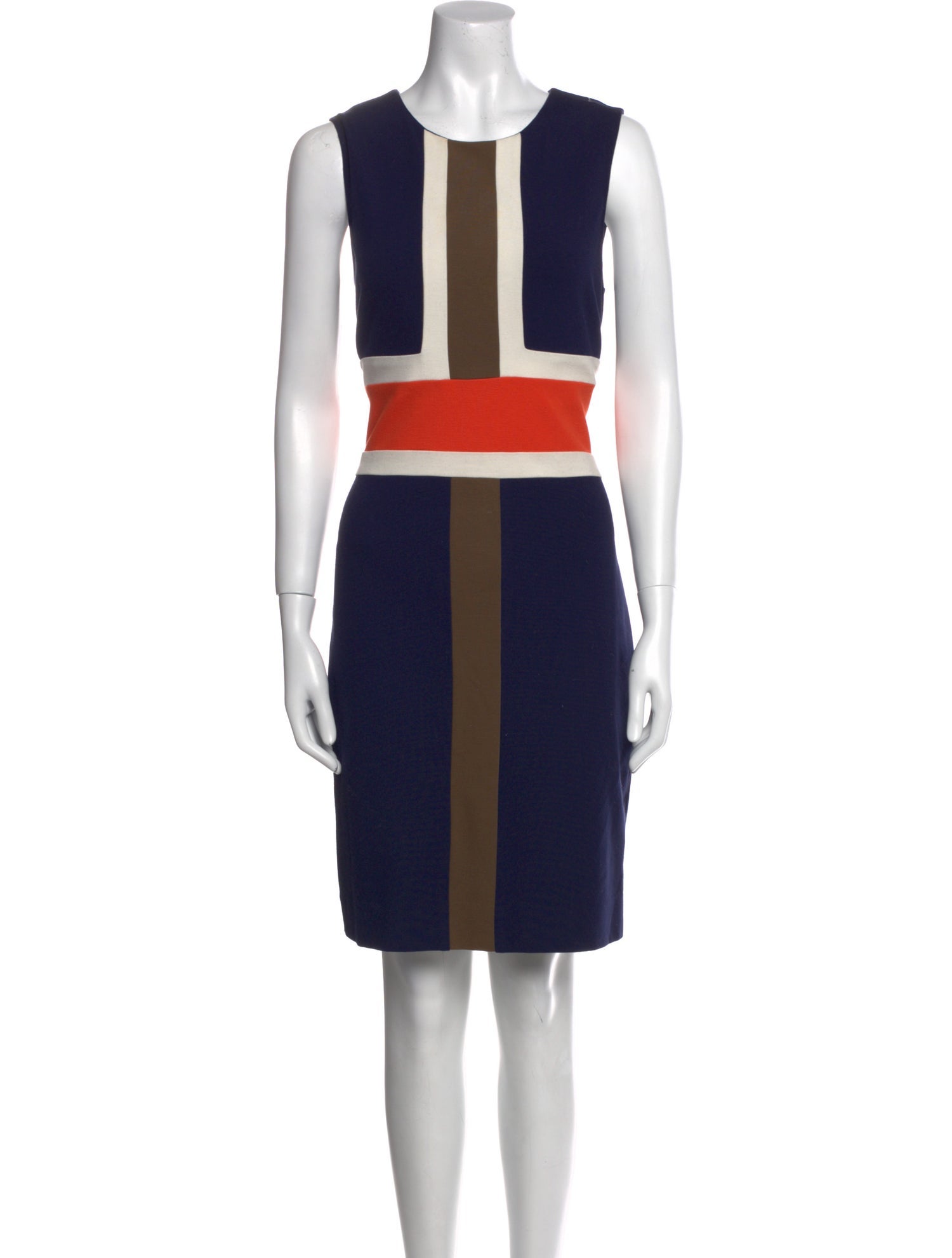 Diane von Furstenberg Colorblock Pattern Knee-Length Dress