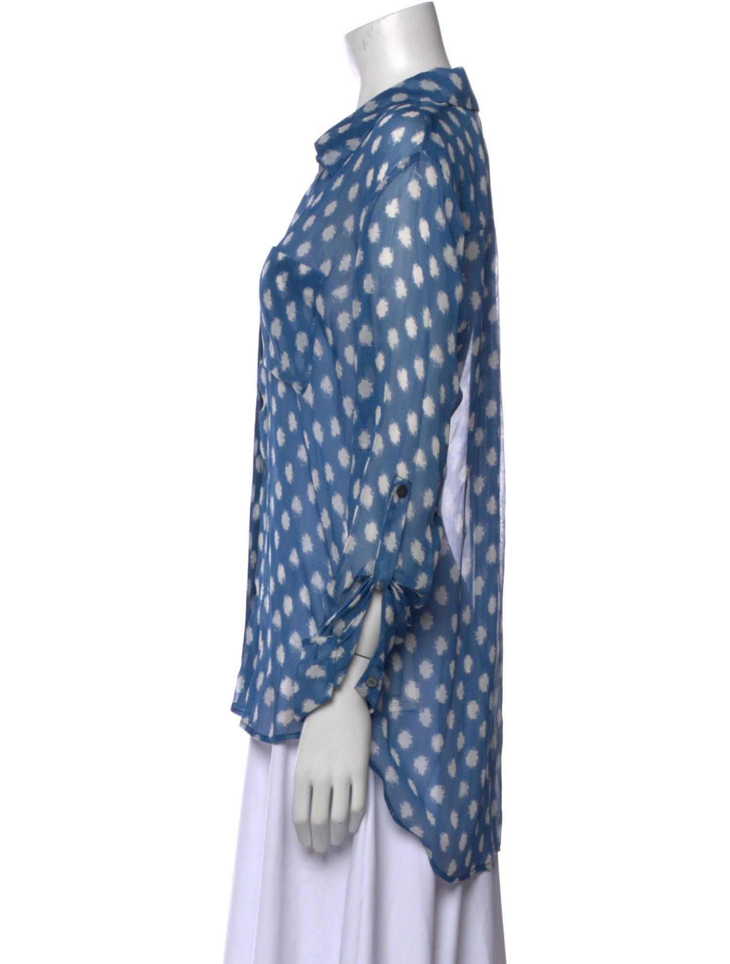 Diane von Furstenberg Silk Polka Dot Print Button-Up Top