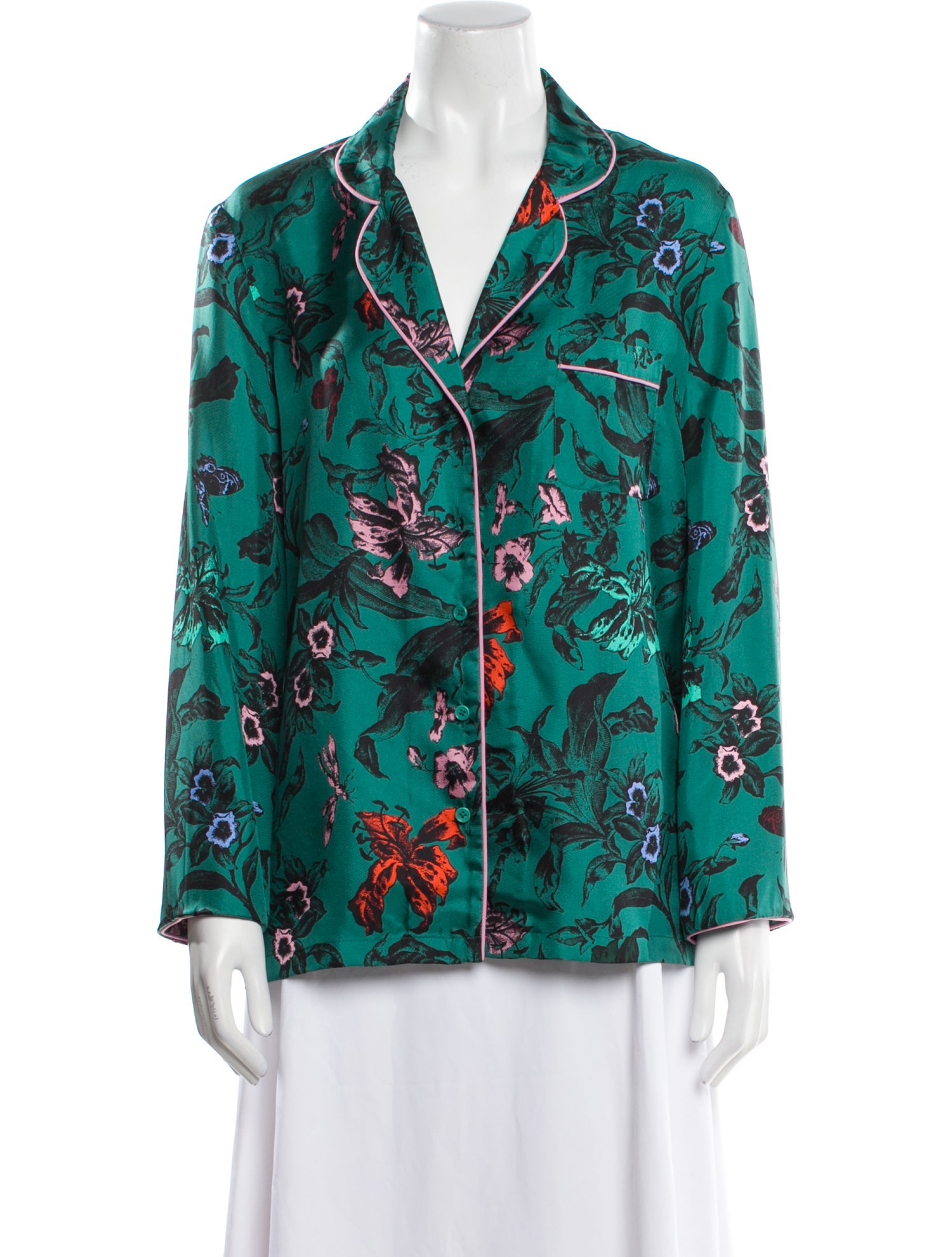 Diane von Furstenberg Silk Floral Print Pajamas