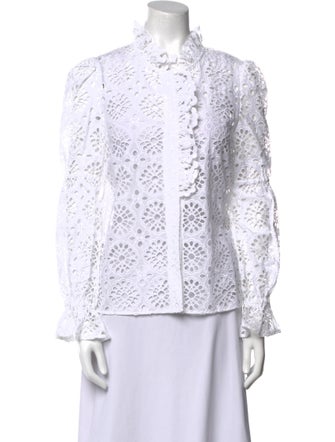 Diane von Furstenberg Printed Long Sleeve Button-Up Top