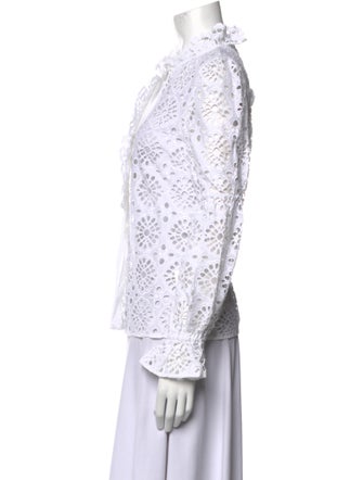 Diane von Furstenberg Printed Long Sleeve Button-Up Top