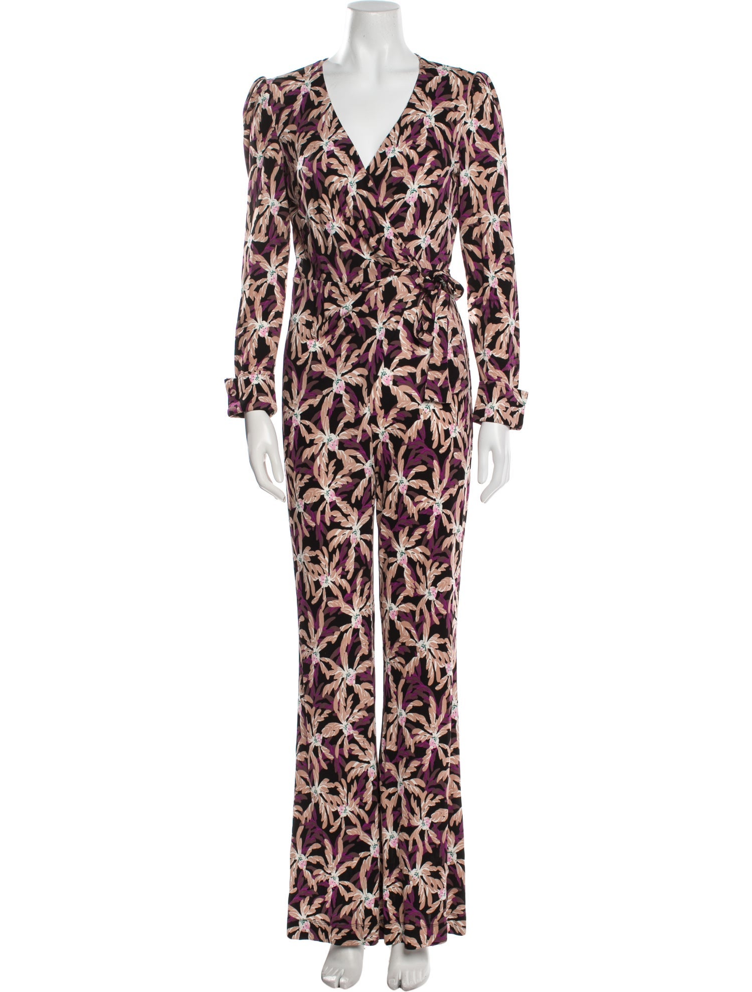 Diane von Furstenberg Printed V-Neck Jumpsuit w/ Tags